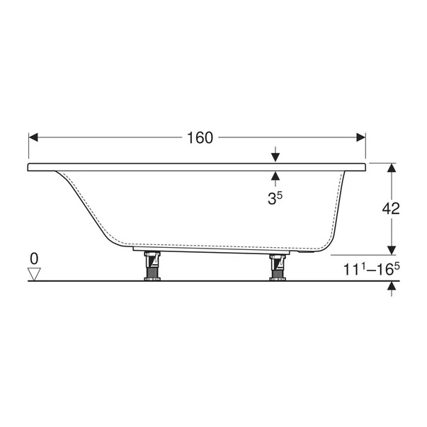Cada baie dreptunghiulara Geberit Selnova Square 160x70 cm [2]