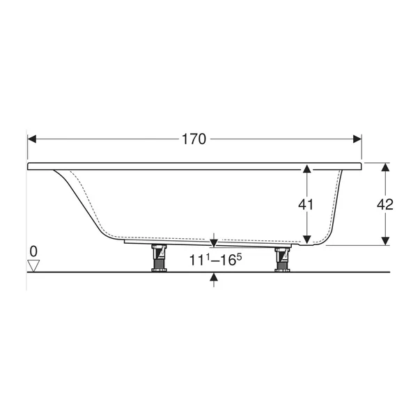 Cada baie dreptunghiulara Geberit Selnova Square 170x75 cm [2]
