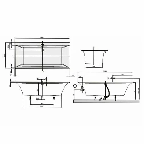 Cada dreptunghiulara compozit Villeroy&Boch Squaro Edge12 190x90 cm Quaryl [6]