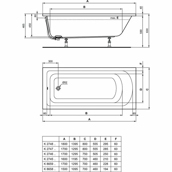 Cada dreptunghiulara Ideal Standard Hotline 160x70 cm [5]