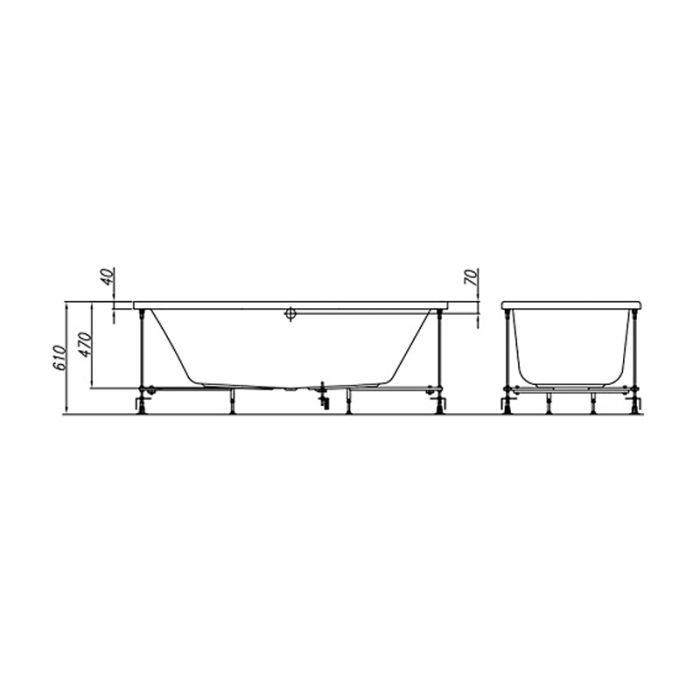 Cada dreptunghiulara Kolpasan Elektra, 170x75 cm, acril sanitar, finisaj lucios, alb [2]