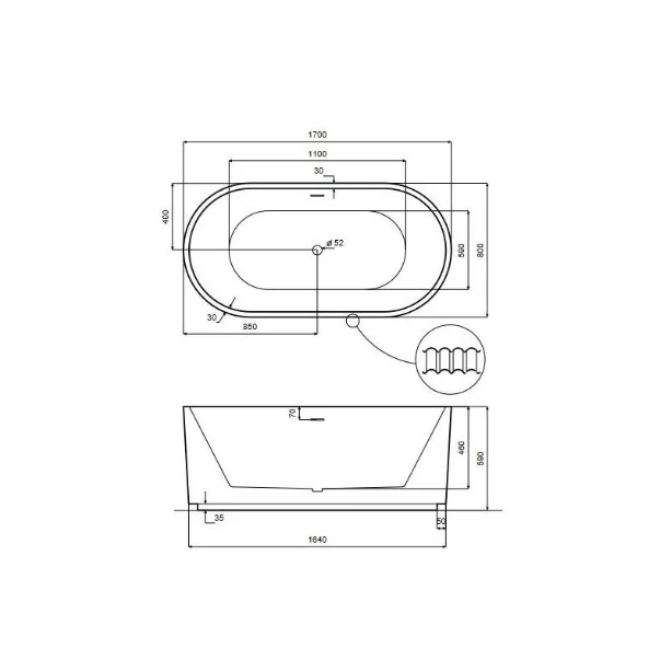 Cada freestanding Besco Giuliana 170x78 cm alb/negru [5]