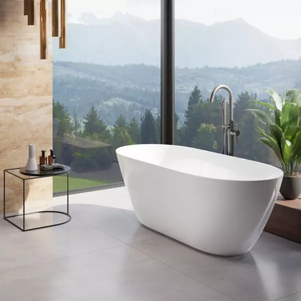 Cada freestanding Besco Moya 170x72 cm alb lucios [2]