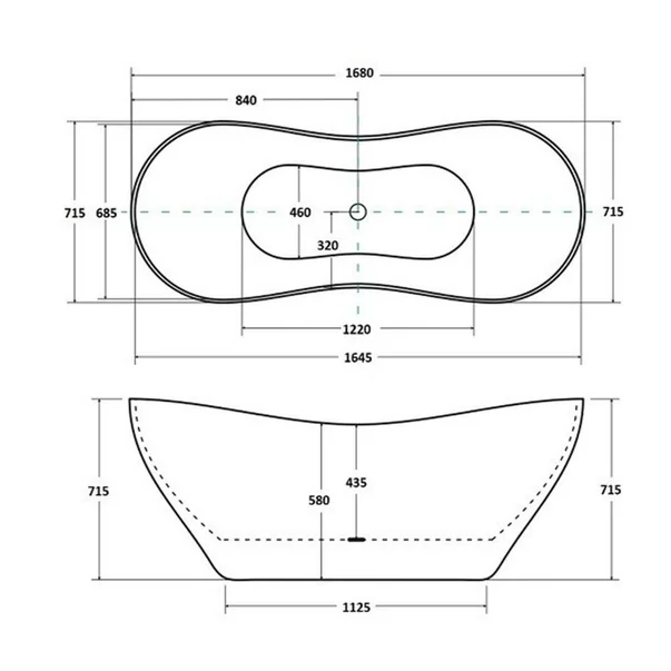 Cada freestanding Besco Viya 170x72 cm alb lucios [3]