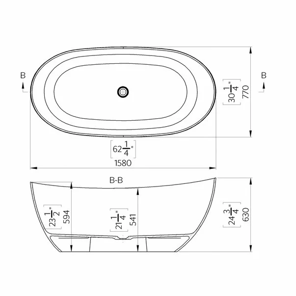 Cada freestanding din compozit Marmite Colmar 158x77 cm [2]