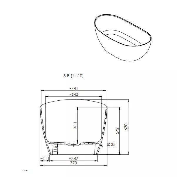Cada freestanding din compozit Marmite Colmar 158x77 cm [4]