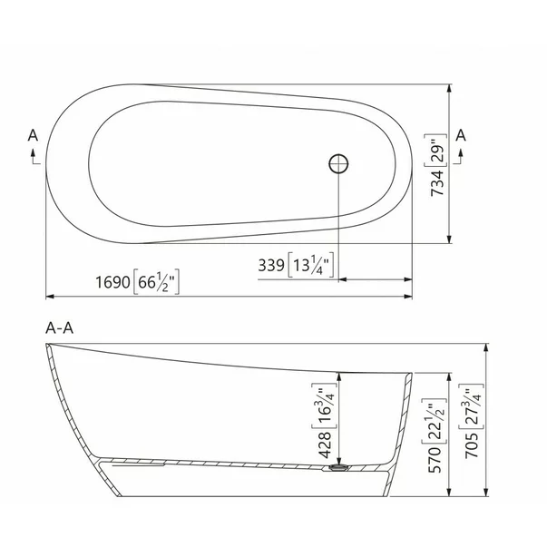 Cada freestanding din compozit Marmite Santorini 169x74 cm [3]