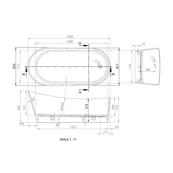 Cada freestanding din compozit Vayer Cetus 180x83 cm [2]