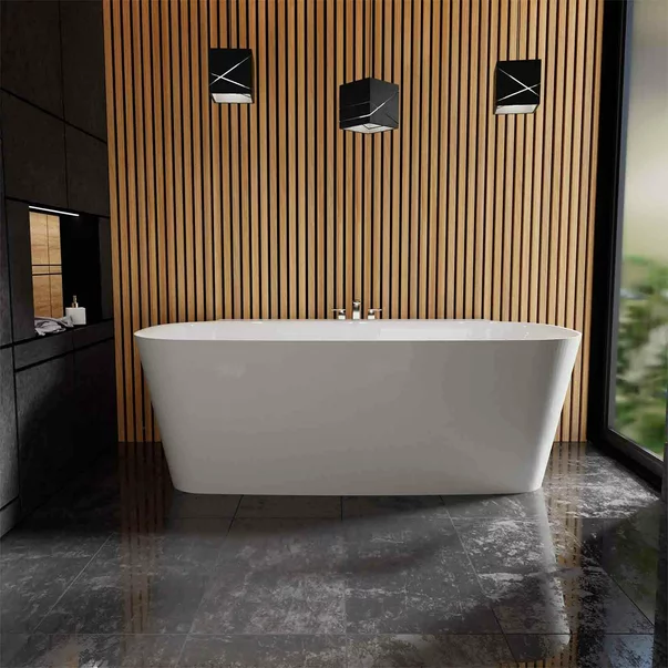 Cada freestanding din compozit Vayer Nova 2 alb 164x83 cm lipita de perete, BTW [7]