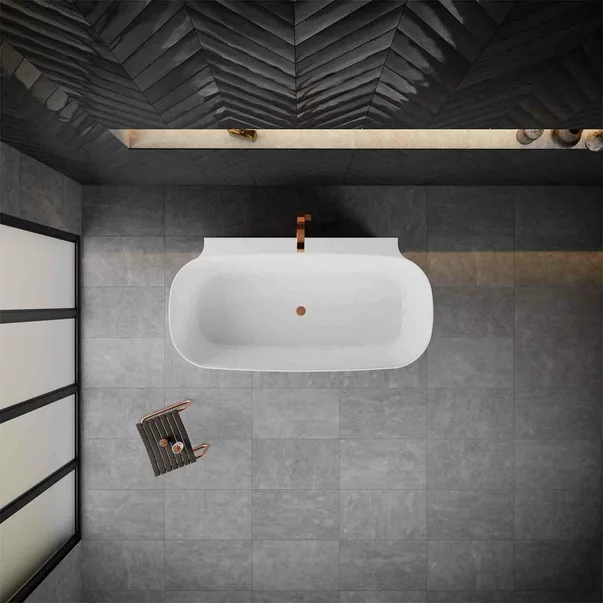 Cada freestanding din compozit Vayer Nova 2 alb 164x83 cm lipita de perete, BTW [6]