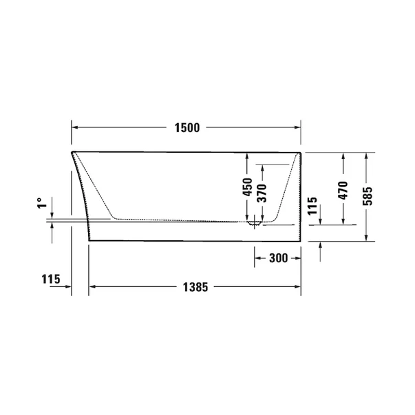 Cada freestanding Duravit DuraSenja 150x75 cm finisaj alb dreapta lipita de perete, BTW [4]