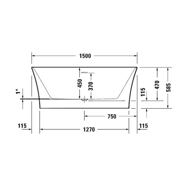 Cada freestanding Duravit DuraSenja 150x75 cm finisaj alb lipita de perete, BTW [4]