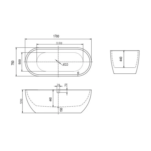 Cada freestanding Florida Aura Black 170x75 cm [3]