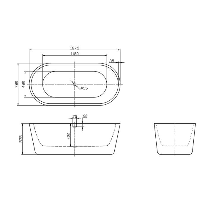 Cada freestanding Florida, Ava 167.5, ovala, cu instalatie completa, alb [2]
