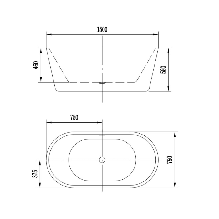 Cada freestanding, Florida, Denisa P-150, ovala, cu instalatie completa, alb [2]