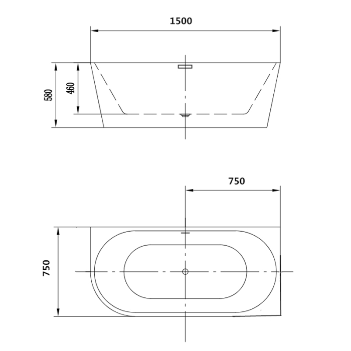 Cada freestanding, Florida, Maugli 150, dreptunghiulara, de colt dreapta, alb [2]