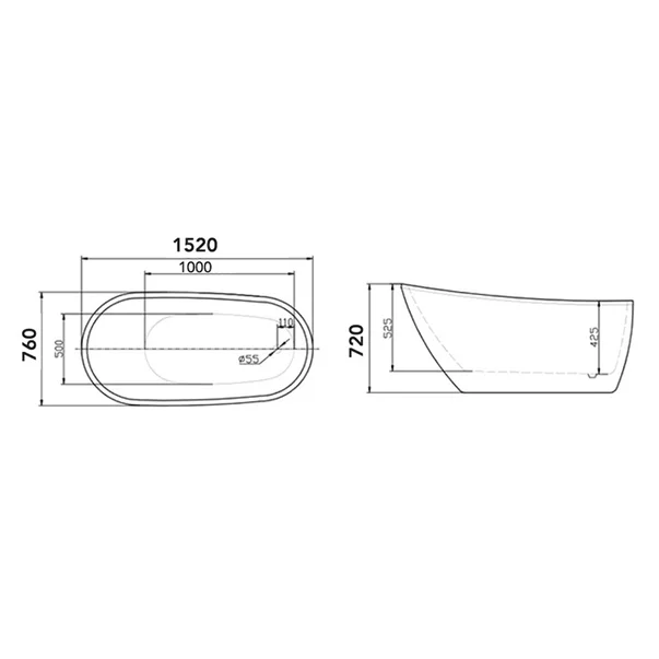 Cada freestanding Florida Natalia Black 152x76 cm [3]
