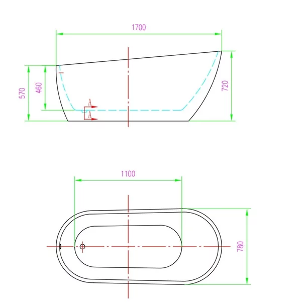 Cada freestanding Florida Natalia Black 170x78 cm [3]