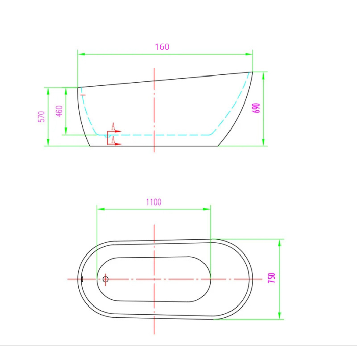 Cada freestanding, Florida, Natalia P-160, cu instalație completa, alb [3]
