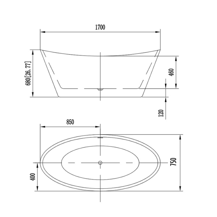 Cada freestanding Florida, Selena P 170, ovala, cu instalatie completa, alb [2]