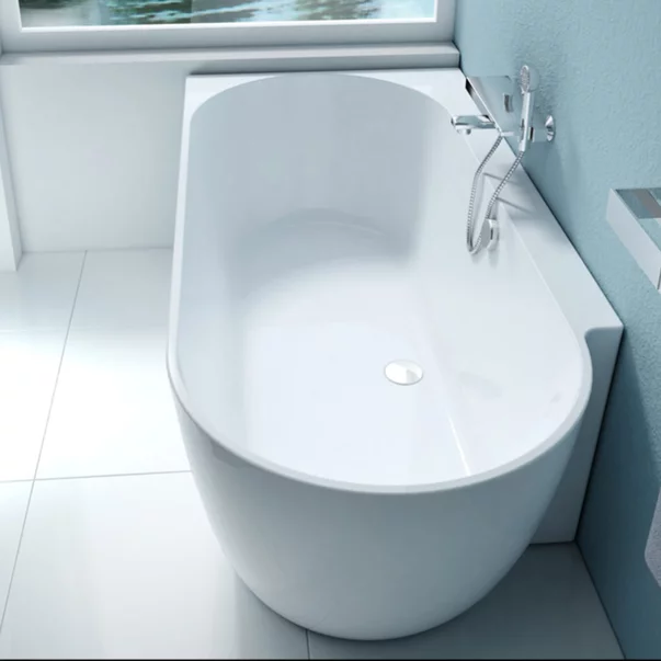 Cada freestanding Kreiner Ceylon 166x80 cm finisaj alb stanga lipita de perete, BTW [6]