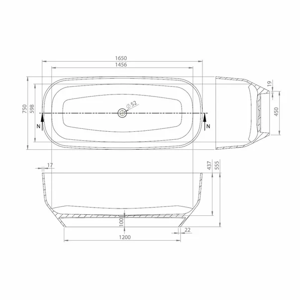Cada freestanding Vayer Serpens 2 alb 165x75 cm [2]