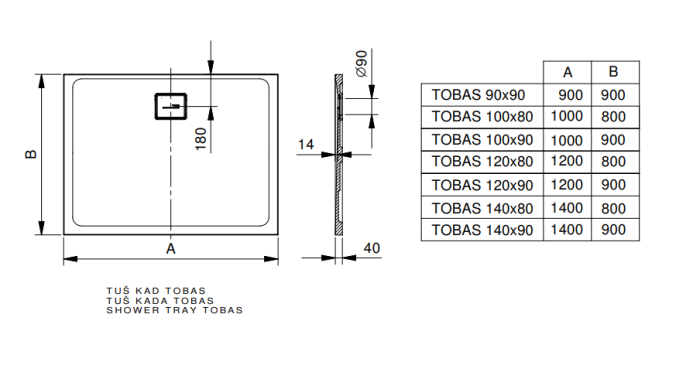 Cadita de dus dreptunghiulara, din marmura turnata, alba, 100x80x4 cm, KolpaSan Tobas [2]