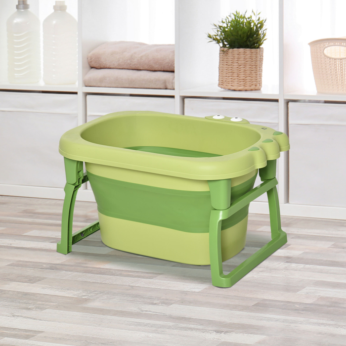  Cadita pentru baita pentru nou-nascuti si copii cu varsta intre 0-6 ani, din plastic antiderapant, verde, 75.3x55.4x43cm [2]