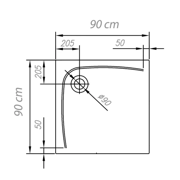 Cadita pentru dus patrata pentru inzidire Kolpasan Evelin 90x90 cm [2]