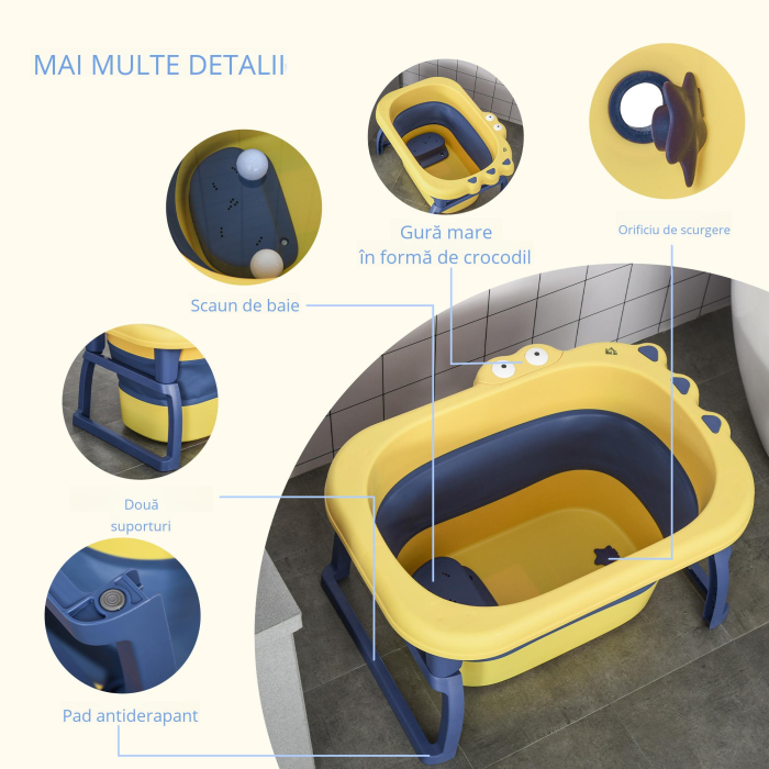  Cadita Pliabila 0-6 Ani - Nou-Nascuti, Albastru & Galben [4]