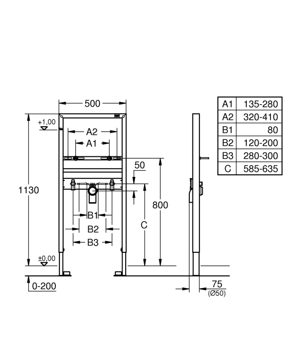 Cadru lavoar Grohe 38554001, suspendat Rapid SL, tip montare incastrat, tip instalare in perete, tip alimentare 1/2 [4]