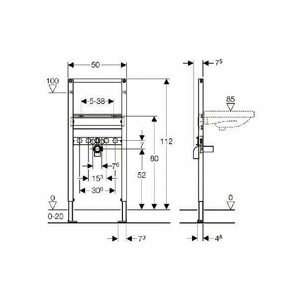 Cadru pentru fixare lavoar in perete 112 cm Geberit Duofix [2]