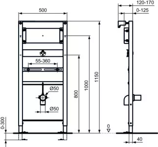 Cadru pisoar suspendat Ideal Standard ProSys, otel, R016367 [2]