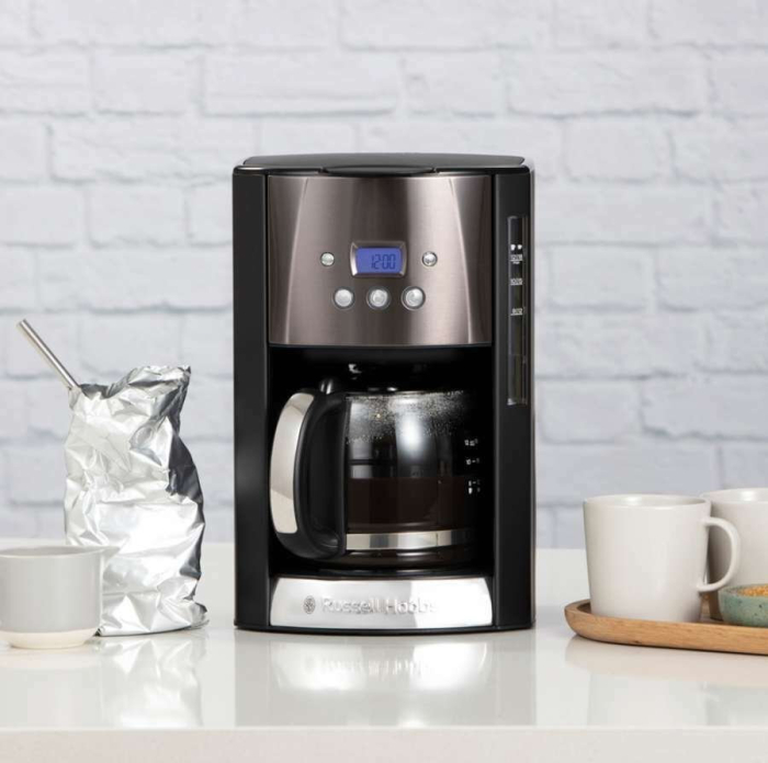 Cafetiera cu filtru Russell Hobbs 26160-56 Matte Black, 12 cesti, timer programabil 24h, mentinere cald, display LCD, Negru Mat [2]