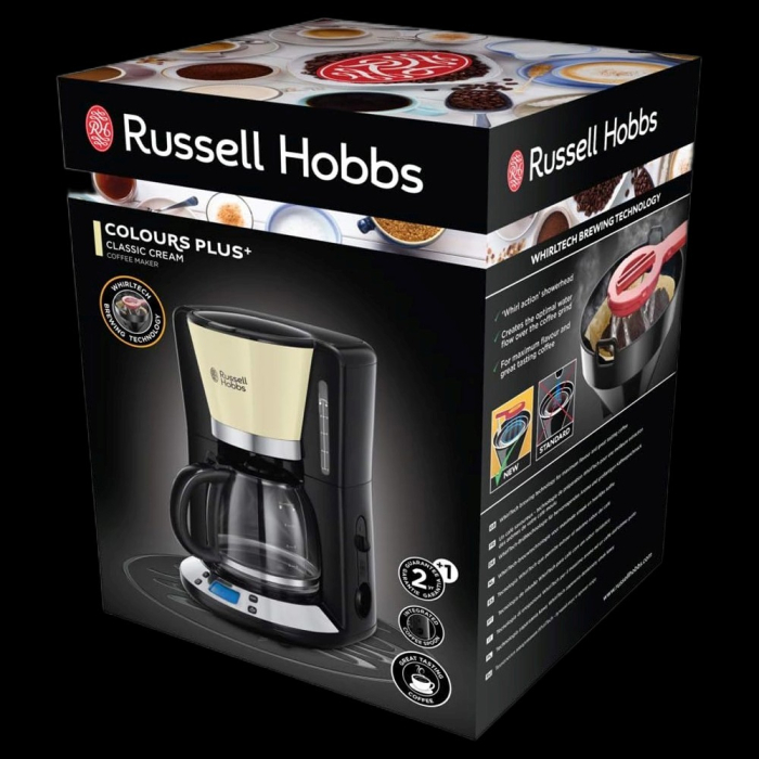 Cafetiera Russell Hobbs Colours Plus+, 1.25L, filtru permanent, plita mentinere cald, indicator nivel apa, crem [5]