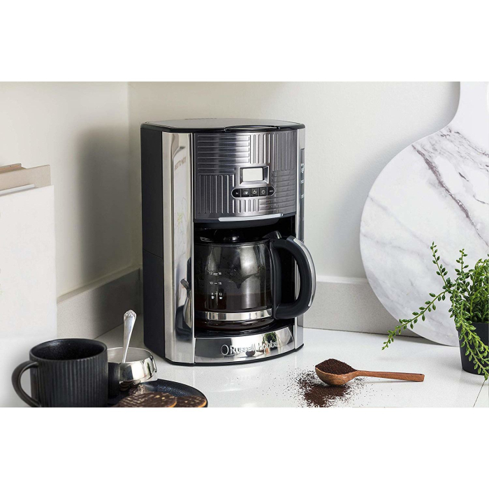 Cafetiera Russell Hobbs Geo Steel, 1.25L, filtru permanent, corp inox, plita mentinere cald, argintiu [3]