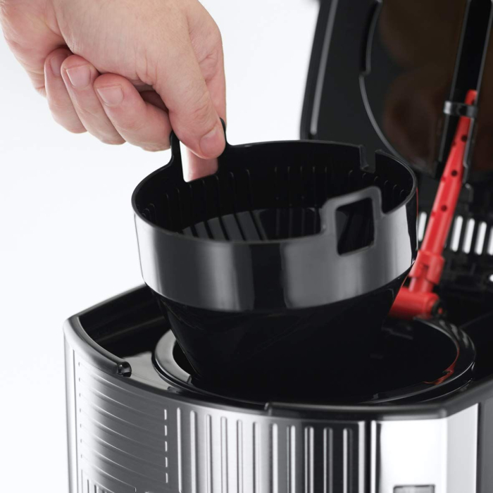 Cafetiera Russell Hobbs Geo Steel, 1.25L, filtru permanent, corp inox, plita mentinere cald, argintiu [2]