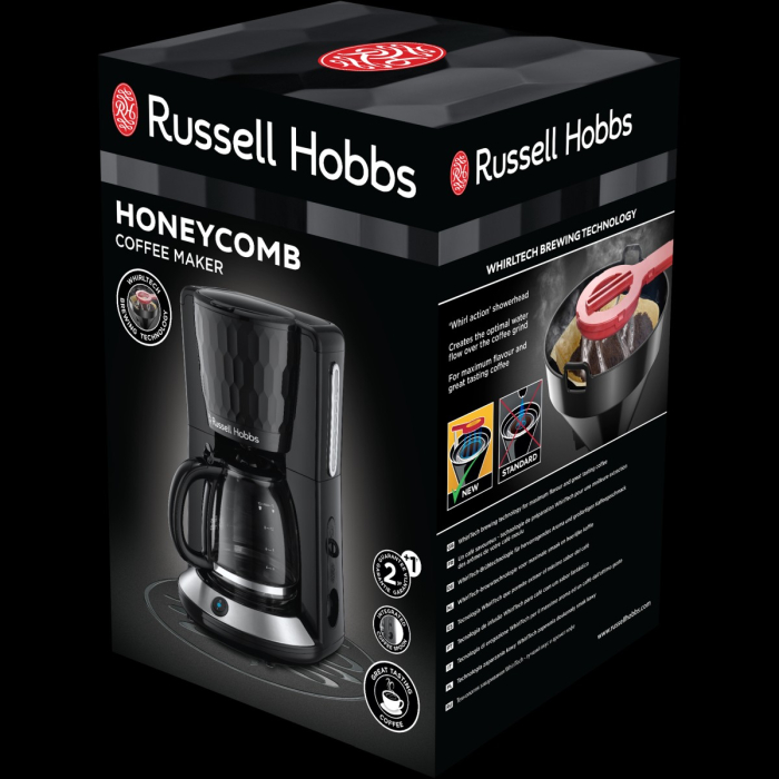 Cafetiera Russell Hobbs Honeycomb, 1.25L, filtru permanent, plita mentinere cald, design fagure, negru [3]
