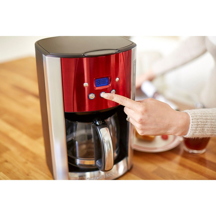 Cafetiera Russell Hobbs Luna, 1.25L, filtru permanent, plita mentinere cald, design elegant, rosu [2]