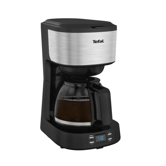 Cafetiera Tefal Equinox CM520D10, 900W, 1.2L, functie pastrare la cald, sistem antipicurare, timer digital, monitorizare nivel apa, negru & arginti [3]