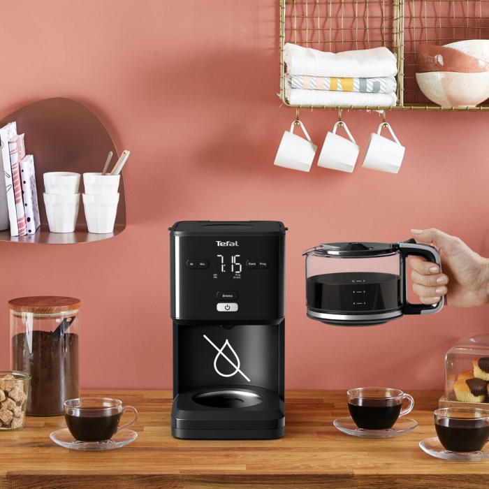 Cafetiera TEFAL Smart'n Light CM600810, 1000W, ecran digital, capacitate 1.25L, functie auto OFF, sistem antipicurare, carafa sticla, functie mentiner [6]
