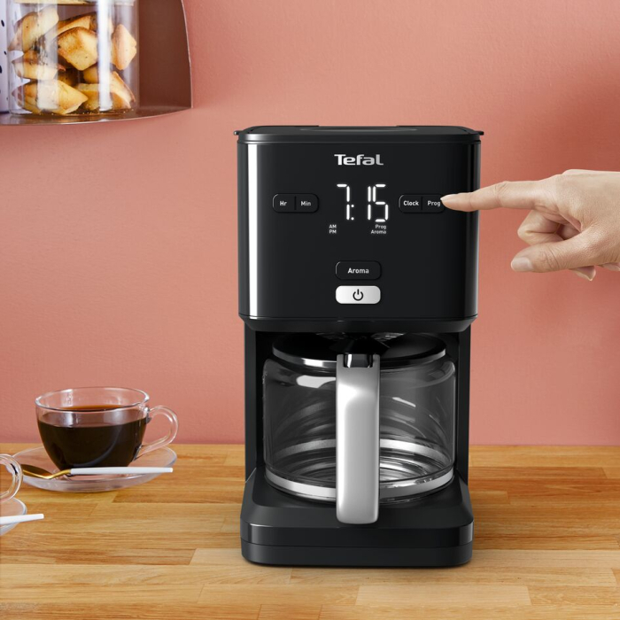Cafetiera TEFAL Smart'n Light CM600810, 1000W, ecran digital, capacitate 1.25L, functie auto OFF, sistem antipicurare, carafa sticla, functie mentiner [5]