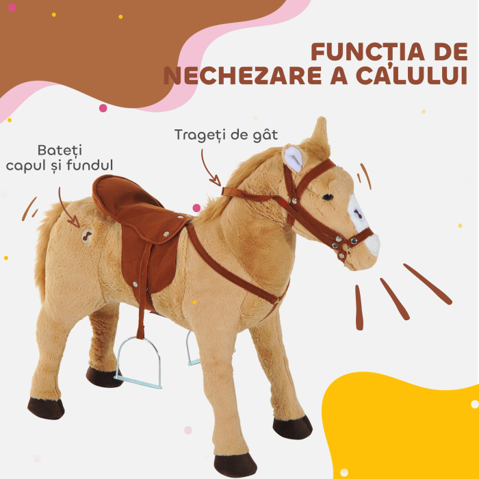  Cal balansoar din plus pentru copil de la 2 ani, cu efecte sonore, sa si bride 85 cm (lungime) bej [5]