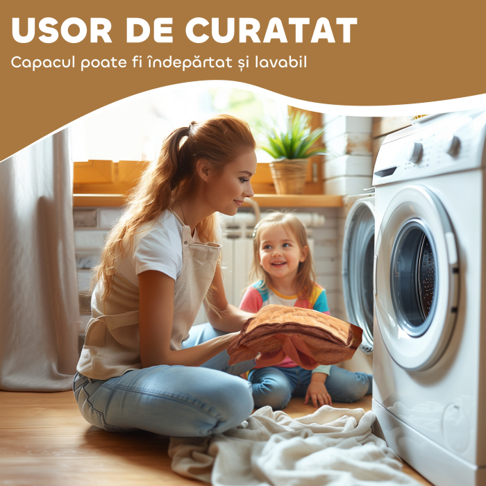  Cal Electric pentru Copii, Jucarie cu Husa Lavabila si Roti Silentioase, Maro [7]