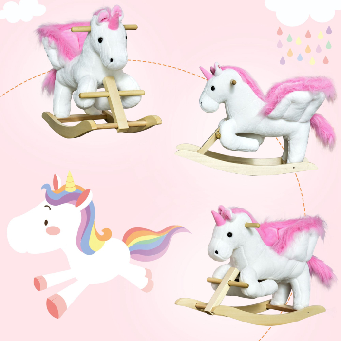  Cal tip Balansoar Unicorn cu Musica din Metal si Lemn 65x32x55cm [5]