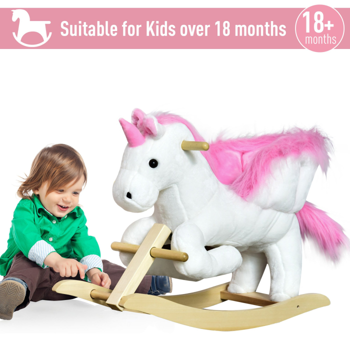  Cal tip Balansoar Unicorn cu Musica din Metal si Lemn 65x32x55cm [7]