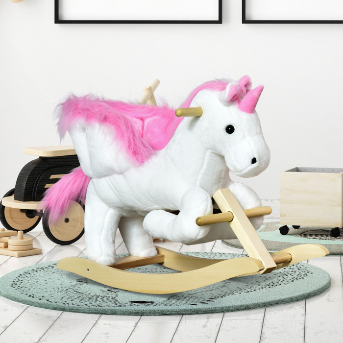  Cal tip Balansoar Unicorn cu Musica din Metal si Lemn 65x32x55cm [2]