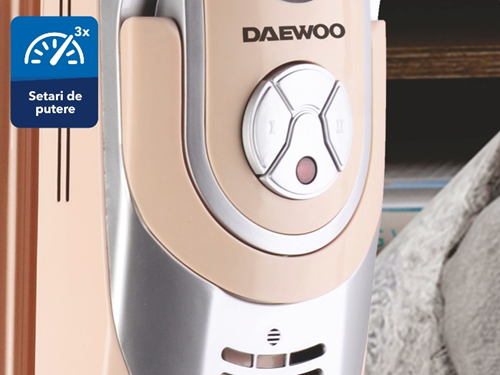 Calorifer electric Daewoo DOH9C, 2000 W, 3 trepte, 1.5 m, 9.5 kg, 9 elementi incalzire, termostat, Crem [4]