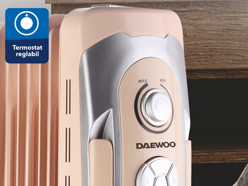 Calorifer electric Daewoo DOH9C, 2000 W, 3 trepte, 1.5 m, 9.5 kg, 9 elementi incalzire, termostat, Crem [8]