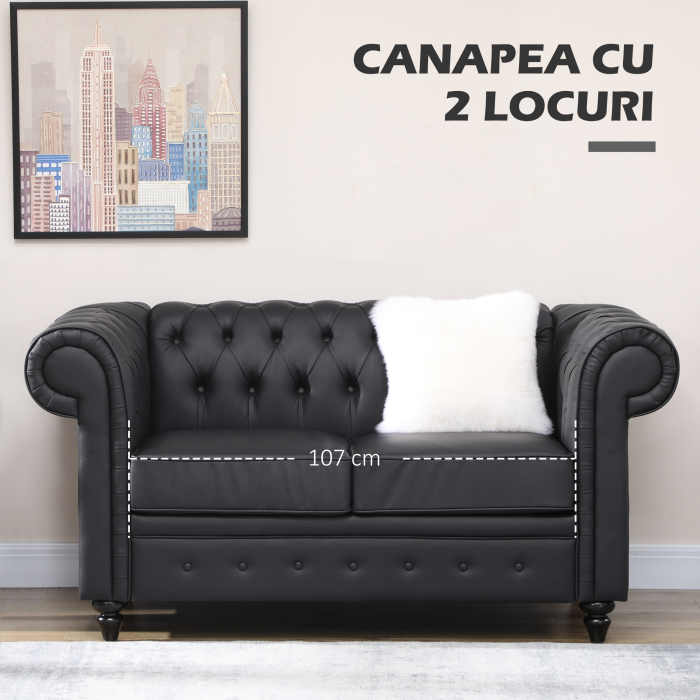  canapea cu doua locuri, piele sintetica,160x84x80 cm [6]